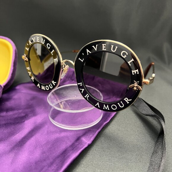 Gucci L'Aveugle Par Amour Round Sunglasses - Picture 3 of 5